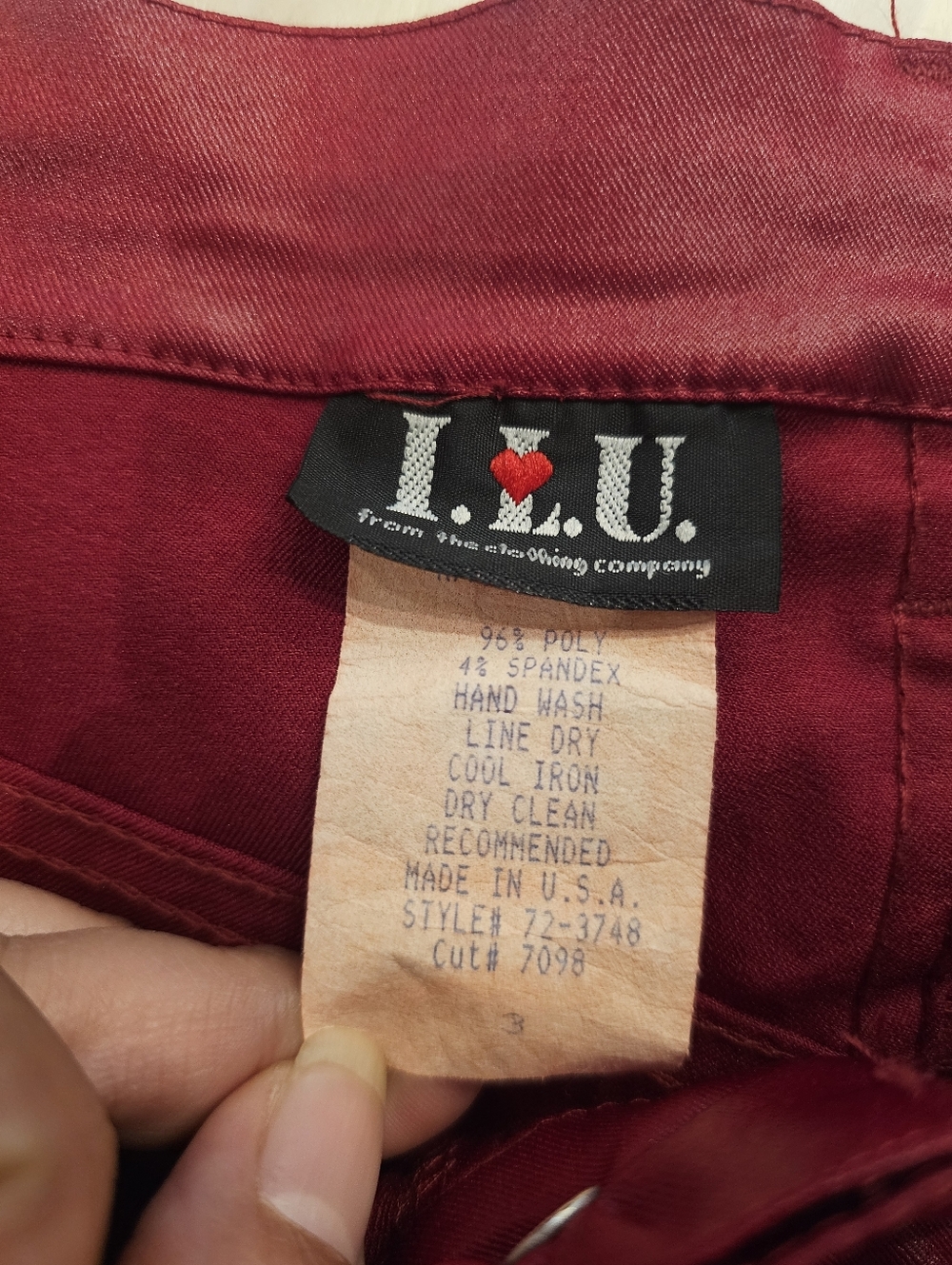 Vintage Low Rise Red Wine Coated Straight Leg Pants - Picture 5 of 9